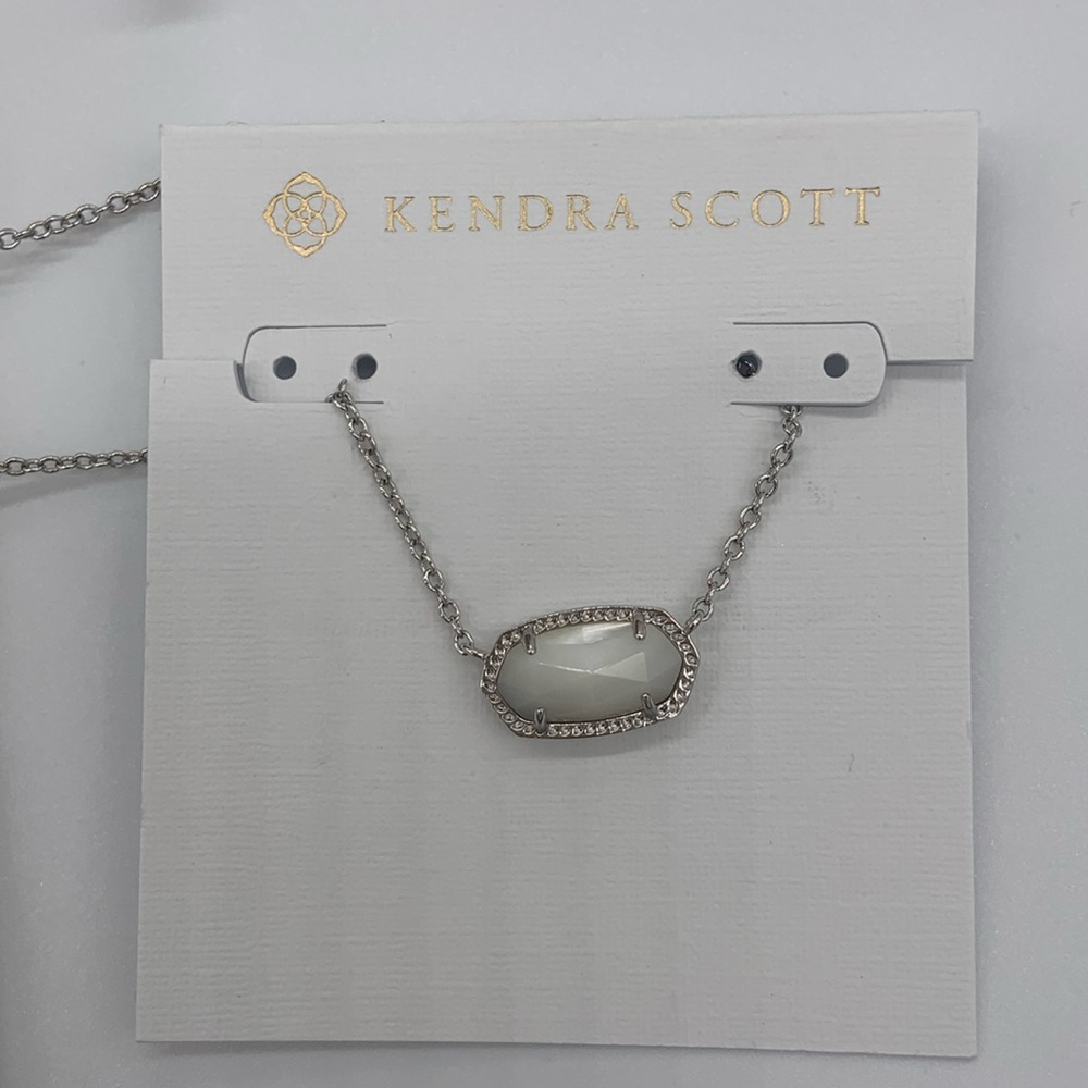 NWT Kendra Scott Elisa necklace silver Ivory Mother of Pearl